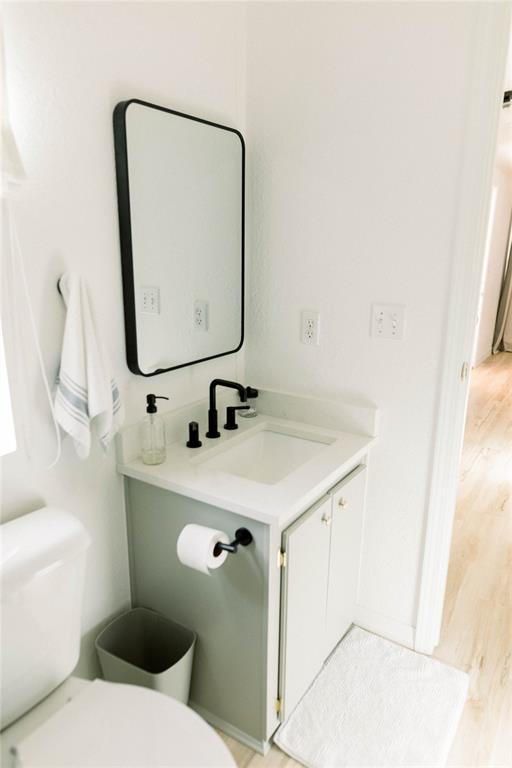 bathroom featuring vanity and toilet