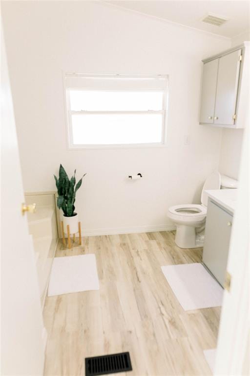 bathroom featuring hardwood / wood-style flooring and toilet