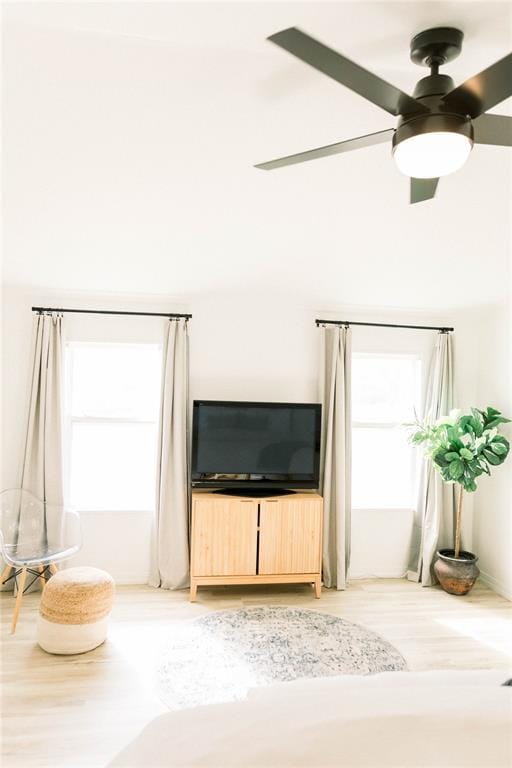 interior space featuring a healthy amount of sunlight and ceiling fan