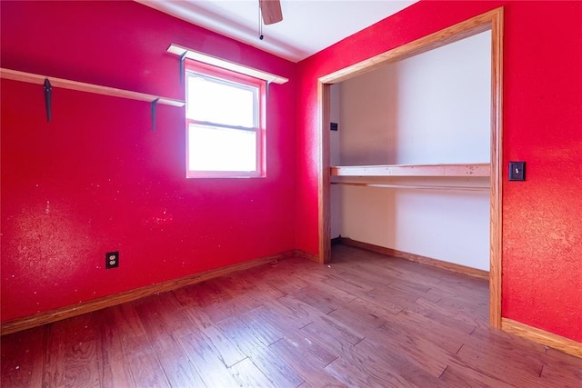 interior space featuring ceiling fan and light hardwood / wood-style floors