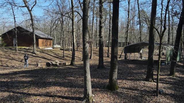 view of yard with a carport