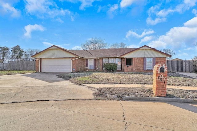 single story home with a garage