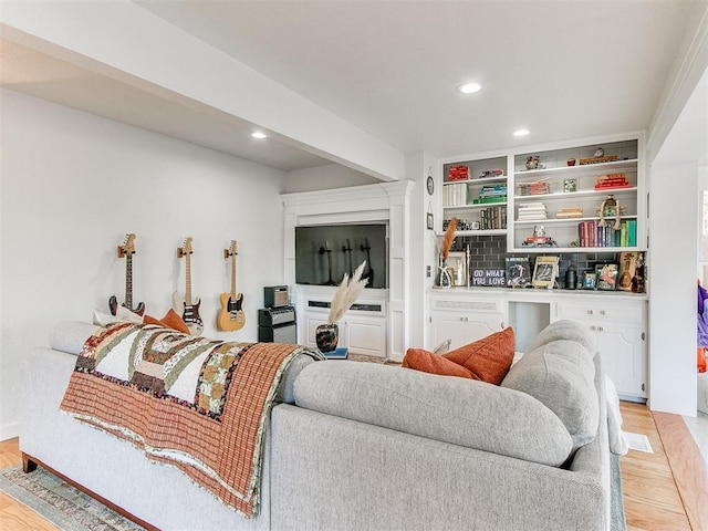 living room featuring light wood-type flooring