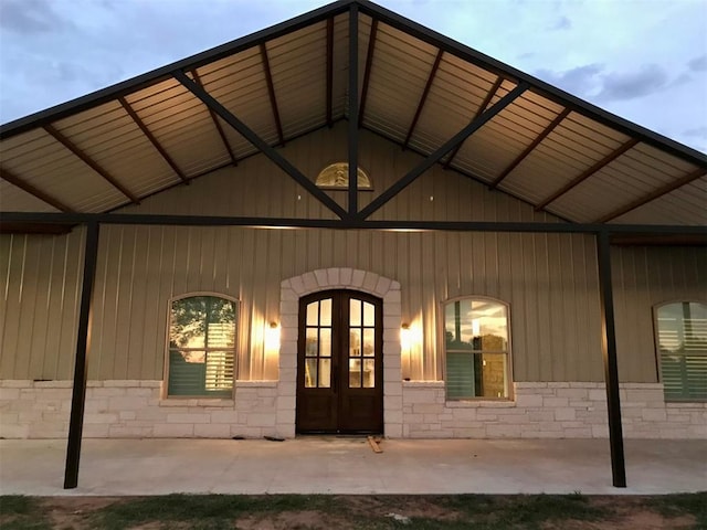 doorway to property featuring french doors