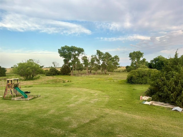 view of yard with a playground