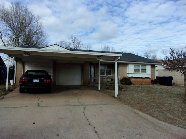 single story home with a garage