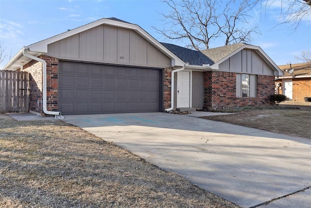 single story home featuring a garage