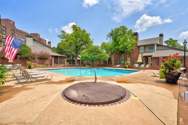 view of pool featuring a patio area