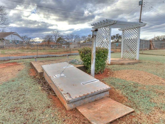 entry to storm shelter with a yard