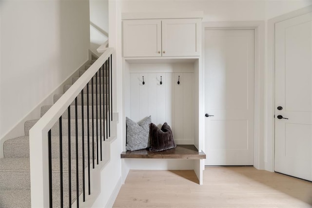 mudroom featuring light wood-type flooring