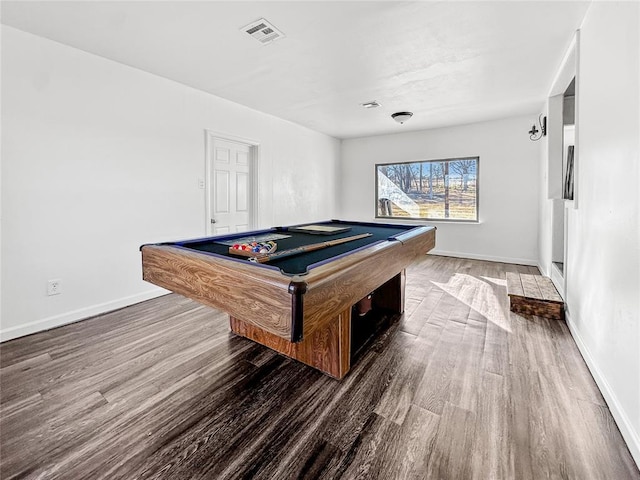 recreation room featuring hardwood / wood-style flooring and billiards