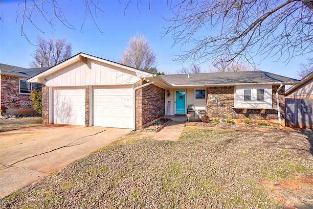 single story home with a garage