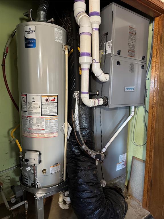 utility room featuring water heater