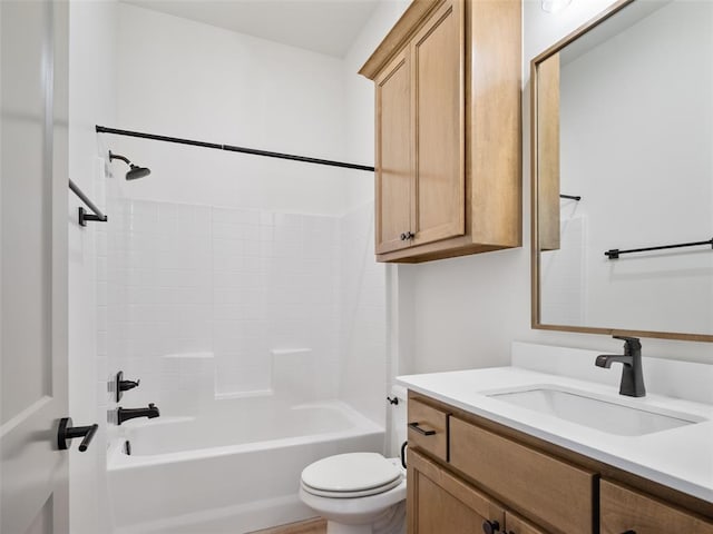 2524 NW 179th St, Edmond, OK 73012 - bathroom featuring toilet, vanity, and bathing tub / shower combination