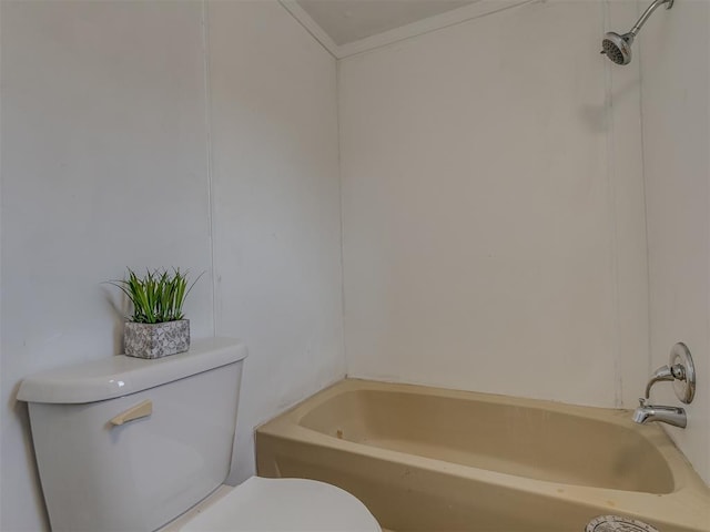 full bathroom with toilet, a tub to relax in, and walk in shower