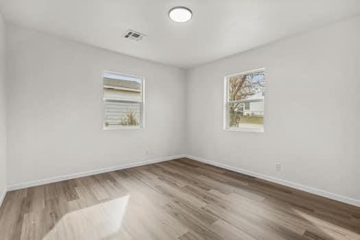 empty room featuring plenty of natural light and wood-type flooring