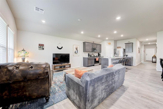 living room featuring light hardwood / wood-style flooring