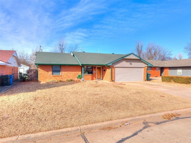 single story home with a garage