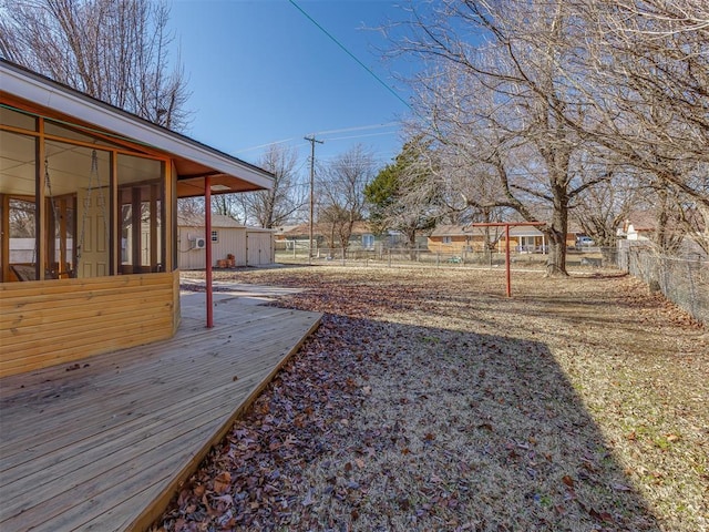 view of yard with a wooden deck