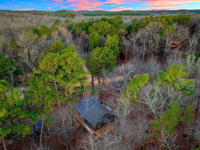 view of aerial view at dusk