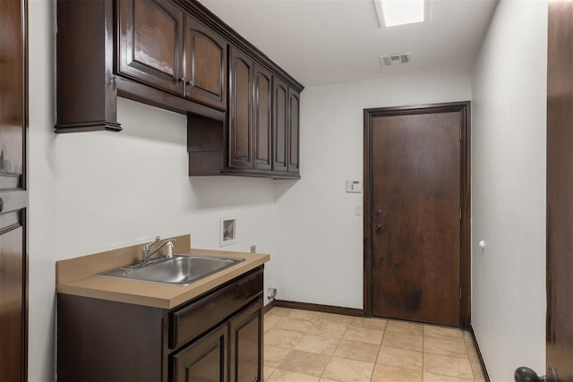 kitchen featuring sink and dark brown cabinets