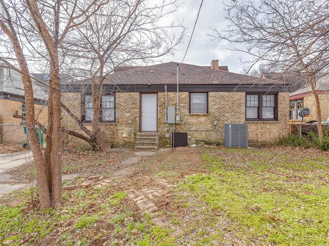 single story home with central AC unit