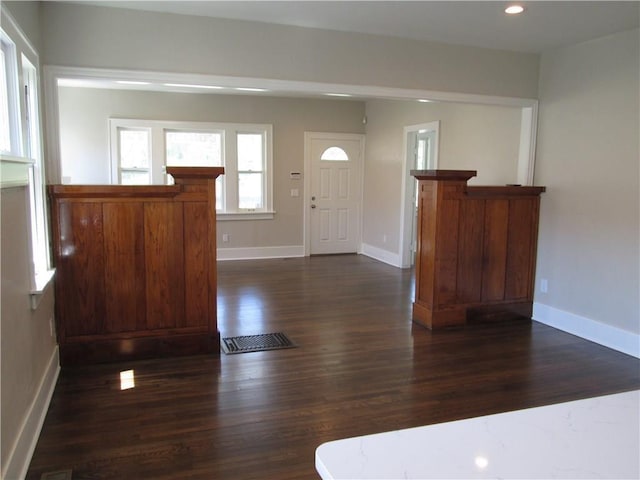 foyer with dark wood-type flooring