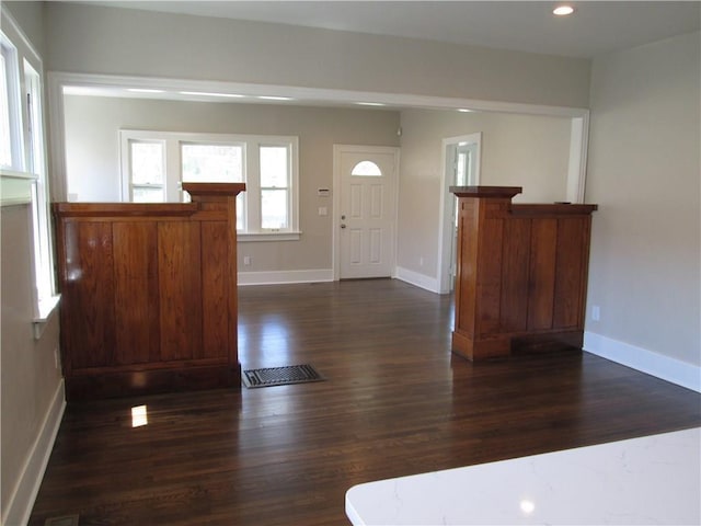 212 NE 15th St, Oklahoma City, OK 73104 - foyer featuring dark wood-style floors and recessed lighting