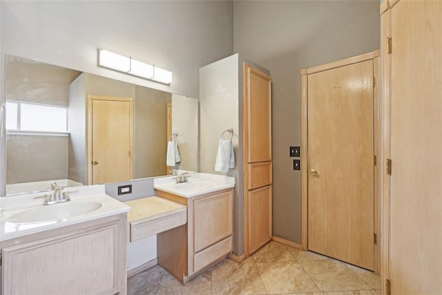 bathroom with vanity and tile patterned floors