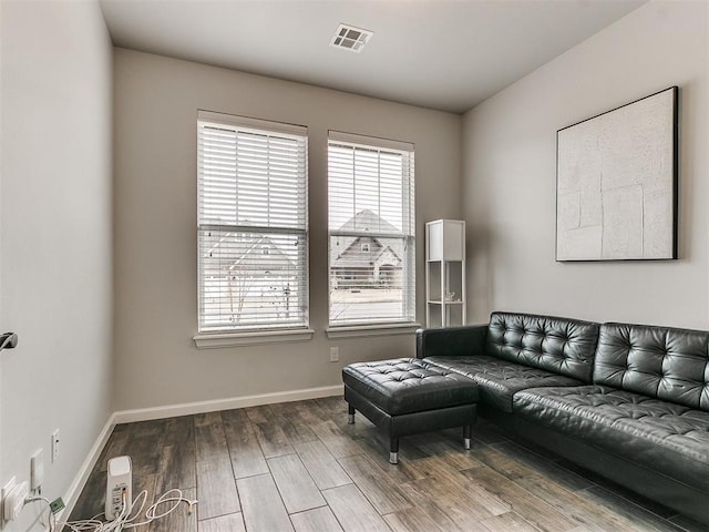 living room with wood-type flooring