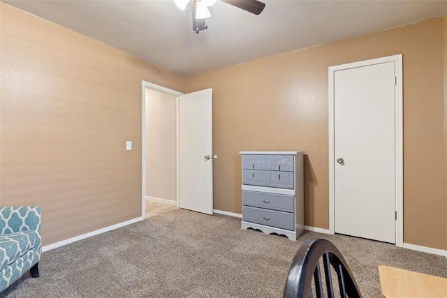 bedroom with carpet flooring and ceiling fan