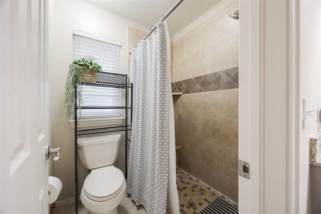 bathroom featuring toilet and walk in shower