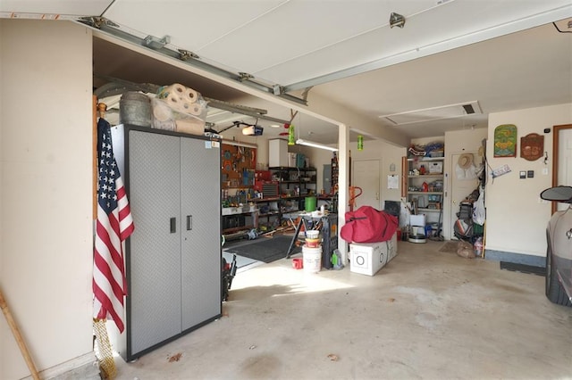 garage featuring a workshop area