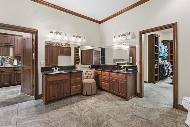 bathroom featuring vanity and crown molding