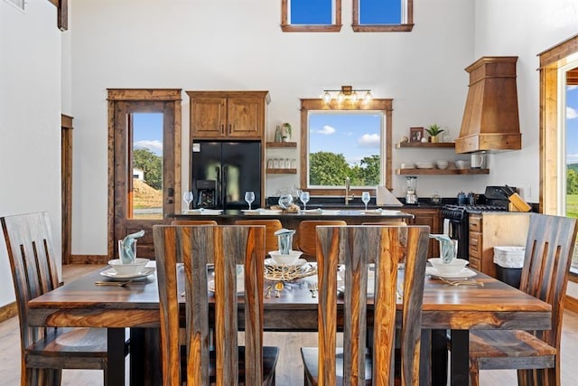 dining room featuring sink