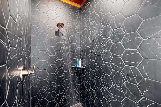 interior space with a tile shower