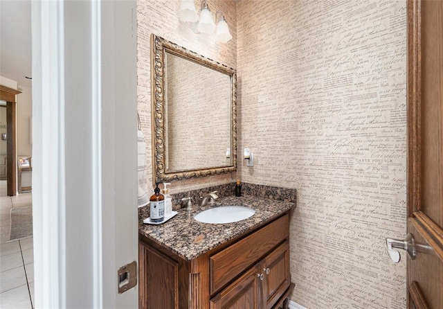 bathroom with vanity and tile patterned floors