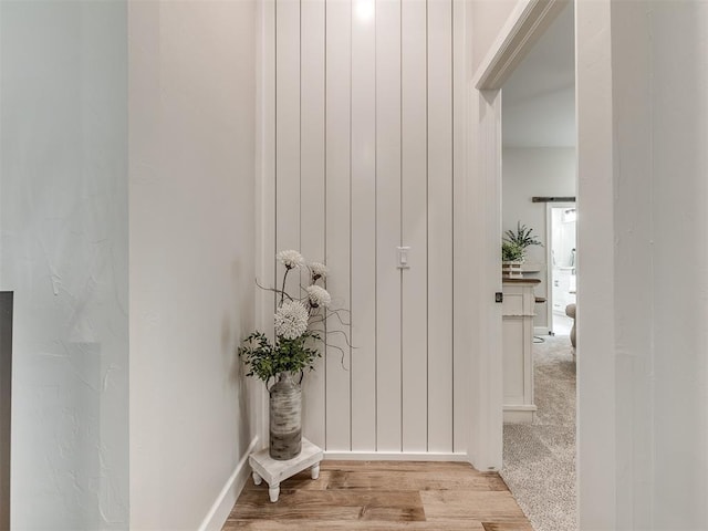 corridor featuring light wood-type flooring