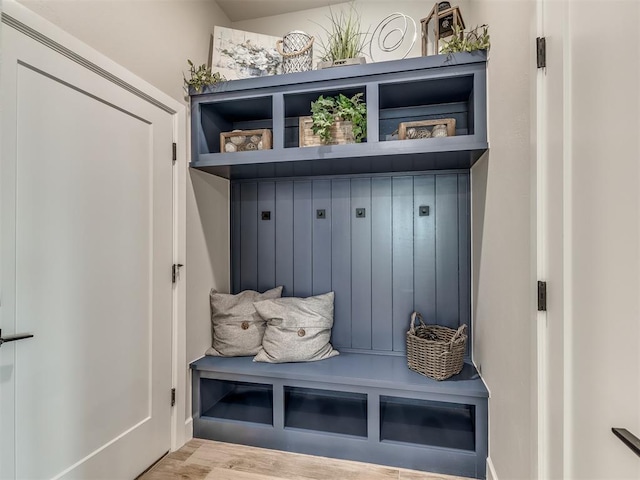 mudroom featuring light hardwood / wood-style flooring