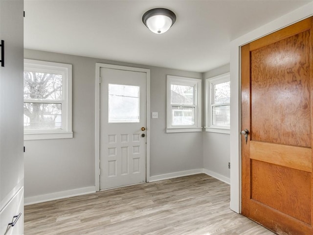 foyer entrance with a healthy amount of sunlight and light wood-type flooring