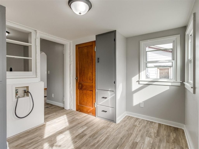 unfurnished bedroom with light hardwood / wood-style flooring