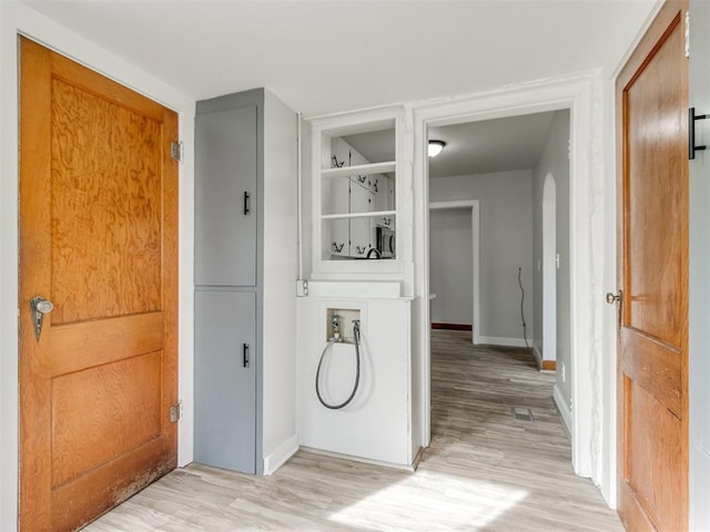 interior space with light hardwood / wood-style floors