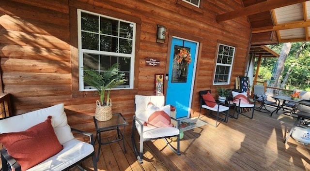 wooden terrace with covered porch