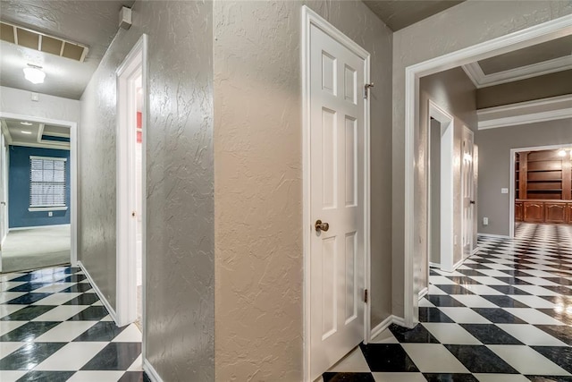 corridor featuring ornamental molding