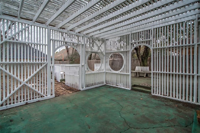 view of patio featuring a pergola