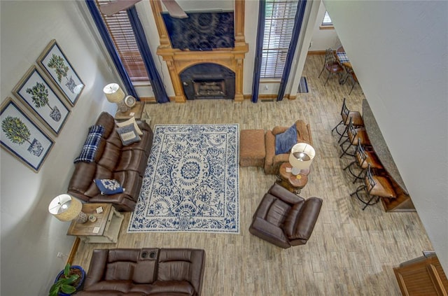 living room featuring wood-type flooring