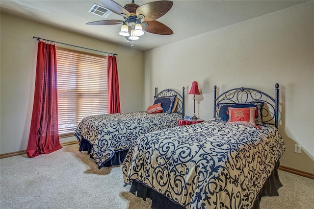 bedroom featuring carpet and ceiling fan