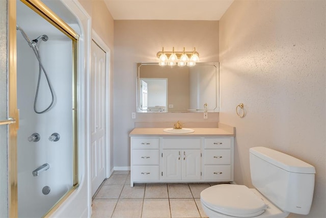 414315 E 1080th Rd, Checotah, OK 74426 - full bathroom with tile patterned floors, vanity, and combined bath / shower with glass door
