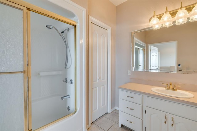 414315 E 1080th Rd, Checotah, OK 74426 - full bath featuring tile patterned flooring, vanity, and bath / shower combo with glass door