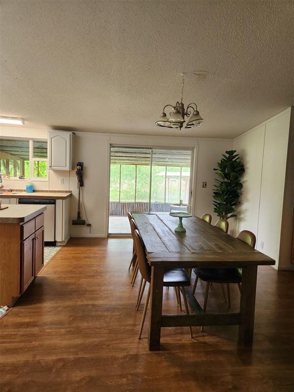 dining room featuring a wealth of natural light, a chandelier, and wood finished floors